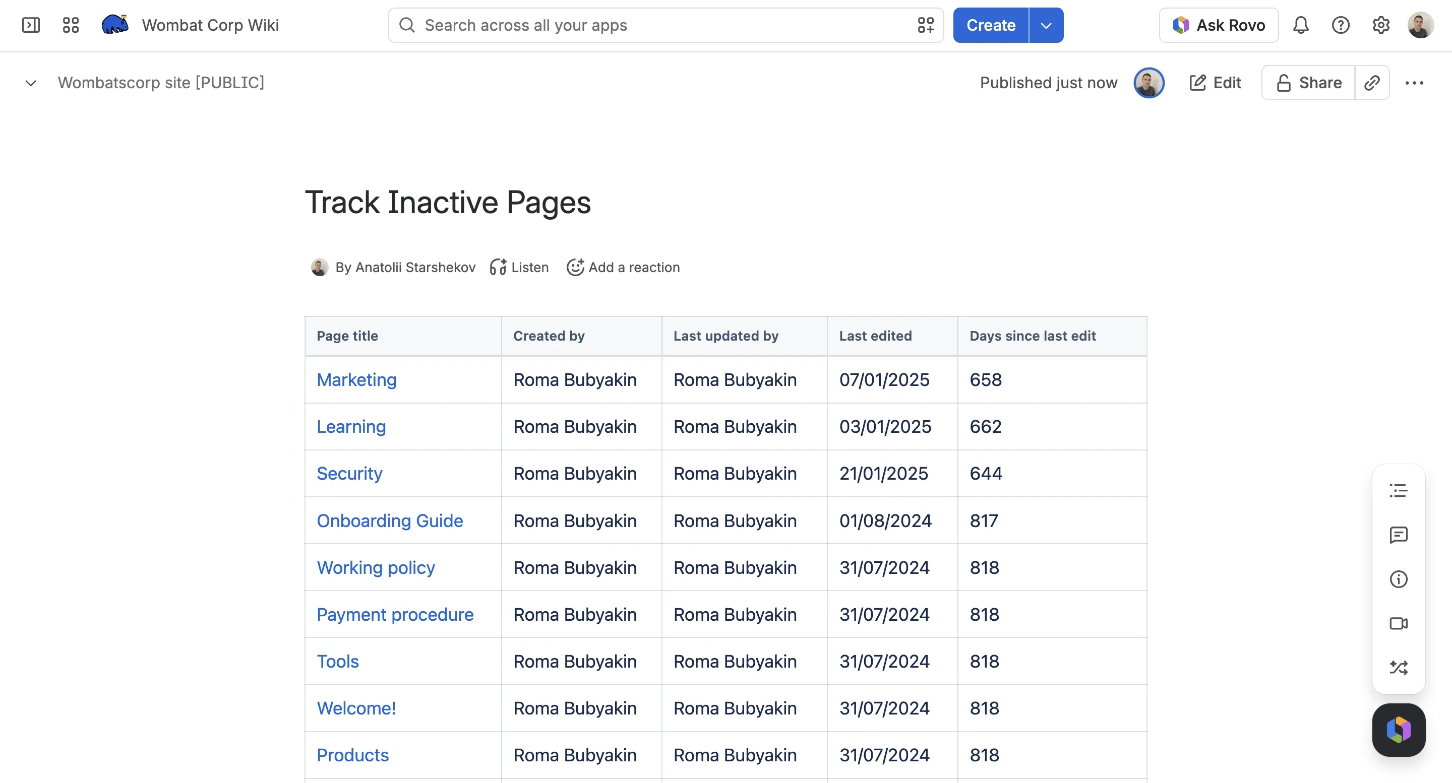 Track Inactive Pages - Preview 2 Track Inactive Pages - List Confluence pages that haven't been updated within a specified number of weeks - Preview 2